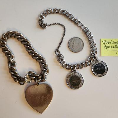 Sterling Initial Bracelet and Metal Heart Bracelet