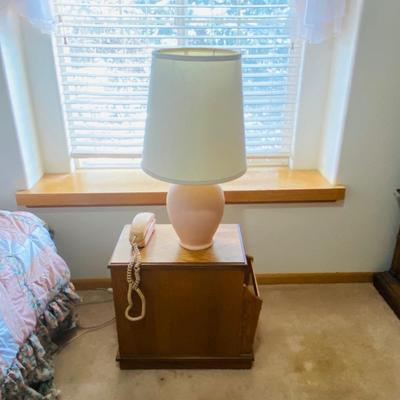 PEACH LAMP AND MATCHING PHONE WITH SIDE TABLE CABINET