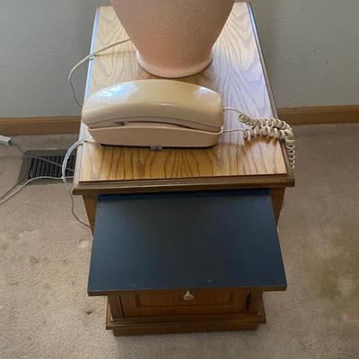 PEACH LAMP AND MATCHING PHONE WITH SIDE TABLE CABINET