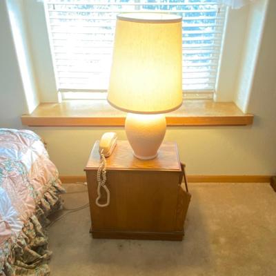 PEACH LAMP AND MATCHING PHONE WITH SIDE TABLE CABINET