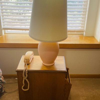 PEACH LAMP AND MATCHING PHONE WITH SIDE TABLE CABINET