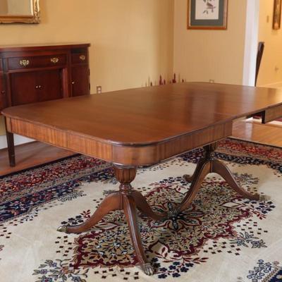 Mahogany Double Pedestal Butterfly Leaf Dining Table