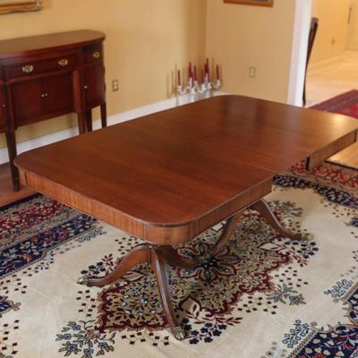 Mahogany Double Pedestal Butterfly Leaf Dining Table (See Details)