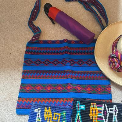 LADYS HAT, HAND BAG, UMBRELLA, COIN PURSES/MAKE-UP BAGS