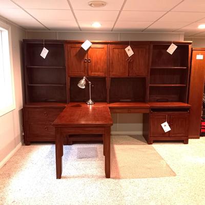 8 PIECE ASHLEY FURNITURE PARTNER OR EXECUTIVE DESK