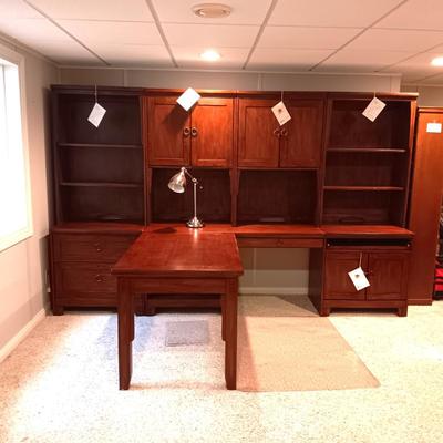8 PIECE ASHLEY FURNITURE PARTNER OR EXECUTIVE DESK