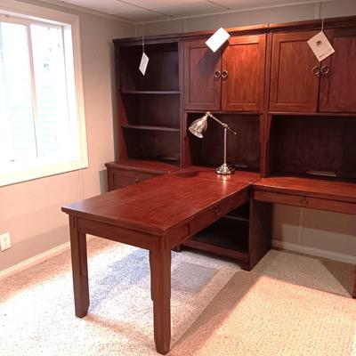 8 PIECE ASHLEY FURNITURE PARTNER OR EXECUTIVE DESK