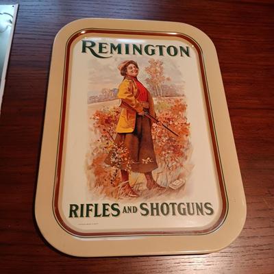 REMINGTON TRAY AND TIN SIGN