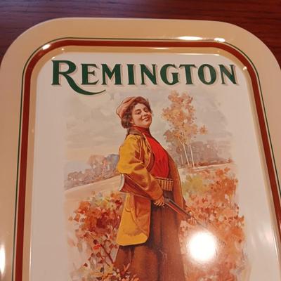 REMINGTON TRAY AND TIN SIGN