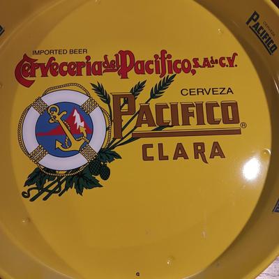 CERVEZA PACIFICO TRAY AND HEAVY THICK BUFFALO BILL CODY SIGN