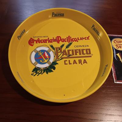CERVEZA PACIFICO TRAY AND HEAVY THICK BUFFALO BILL CODY SIGN