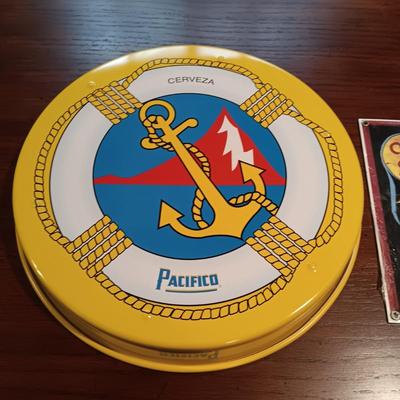 CERVEZA PACIFICO TRAY AND HEAVY THICK BUFFALO BILL CODY SIGN