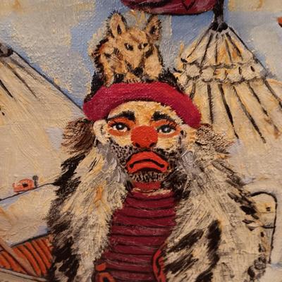 PERKY PERKINS AND ART BORELLO ACTUAL CLOWNS PAINTED BY WM A FOOTE OIL ON CANVAS