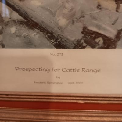 "PROSPECTING FOR CATTLE RANGE" AND SIGNED PICTURE WITH A WESTERN THEME