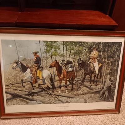 "PROSPECTING FOR CATTLE RANGE" AND SIGNED PICTURE WITH A WESTERN THEME