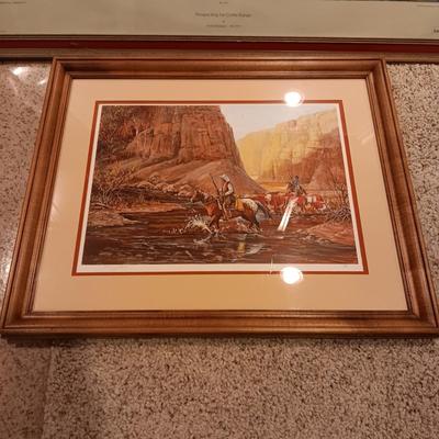 "PROSPECTING FOR CATTLE RANGE" AND SIGNED PICTURE WITH A WESTERN THEME