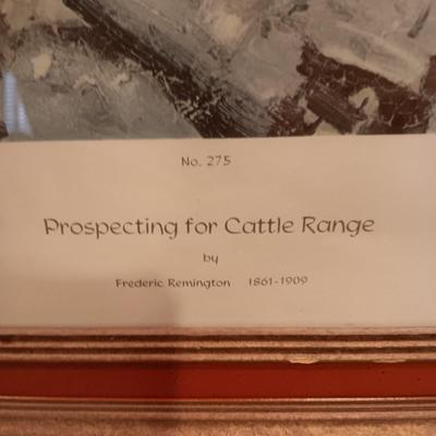 "PROSPECTING FOR CATTLE RANGE" AND SIGNED PICTURE WITH A WESTERN THEME