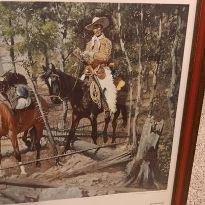 "PROSPECTING FOR CATTLE RANGE" AND SIGNED PICTURE WITH A WESTERN THEME