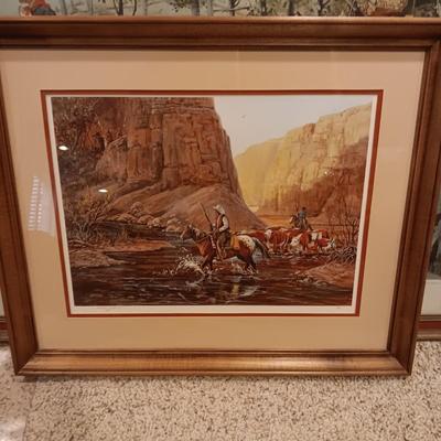 "PROSPECTING FOR CATTLE RANGE" AND SIGNED PICTURE WITH A WESTERN THEME