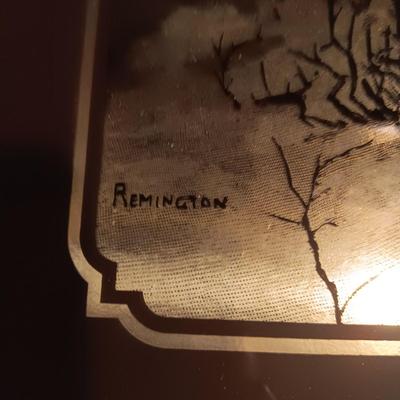LARGE SIGNED PICTURE BY RUDGE AND MIRRORED PICTURE BY REMINGTON