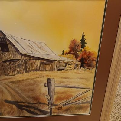 LARGE SIGNED PICTURE BY RUDGE AND MIRRORED PICTURE BY REMINGTON