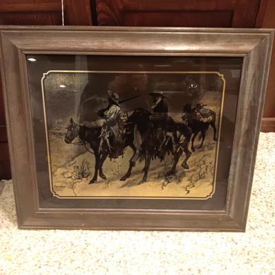 LARGE SIGNED PICTURE BY RUDGE AND MIRRORED PICTURE BY REMINGTON