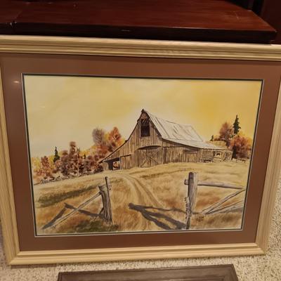 LARGE SIGNED PICTURE BY RUDGE AND MIRRORED PICTURE BY REMINGTON