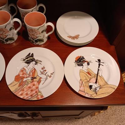BEAUTIFUL FITZ AND FLOYD ASIAN THEMED CHINA DINNERWARE