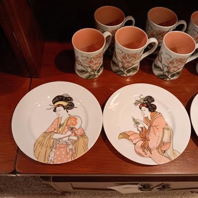 BEAUTIFUL FITZ AND FLOYD ASIAN THEMED CHINA DINNERWARE