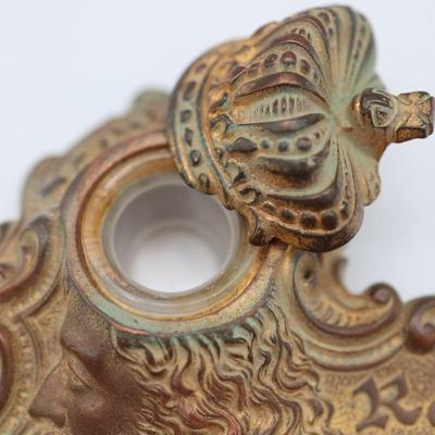 Antique Brass Rex 1911 Mardi Gras Inkwell