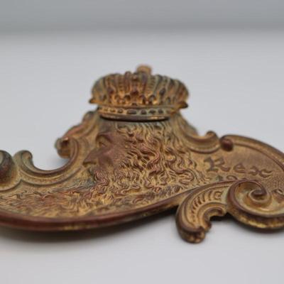 Antique Brass Rex 1911 Mardi Gras Inkwell