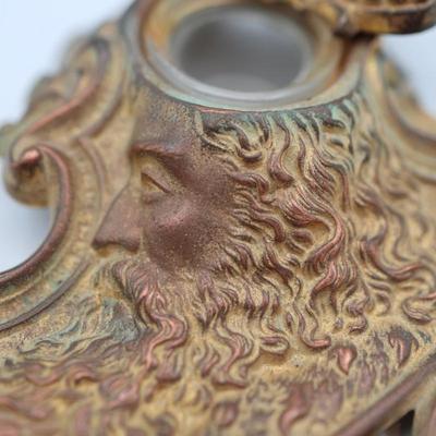Antique Brass Rex 1911 Mardi Gras Inkwell