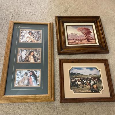 NATIVE AMERICAN ARTWORK AND WESTERN THEMED PICTURES