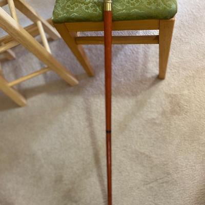 BRASS HANDLE CANE, CHAIR AND STOOL