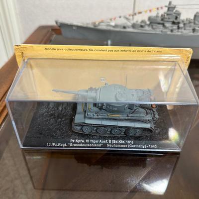 MODEL SHIP, TANK AND CANON