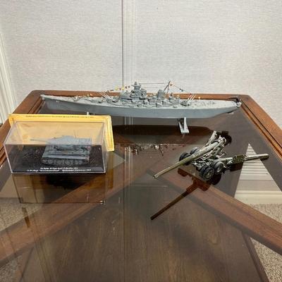 MODEL SHIP, TANK AND CANON