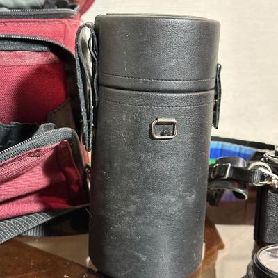 CANON AE-1 35MM CAMERA WITH VIVITAR LENS AND MORE