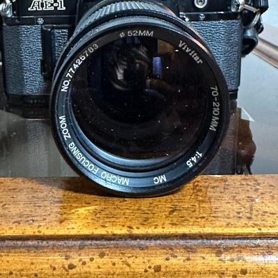 CANON AE-1 35MM CAMERA WITH VIVITAR LENS AND MORE