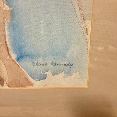 Watercolor Art Framed Woman Sitting Nude by Elaine Kennedy