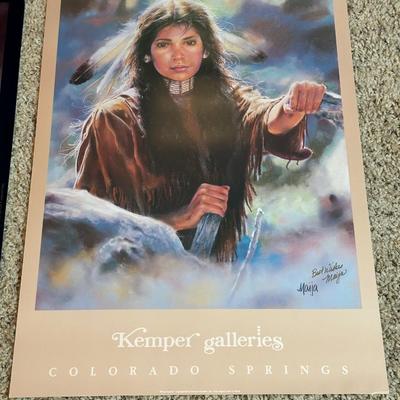 2 POSTERS OF NATIVE AMERICAN LADY SIGNED BY MAIJA