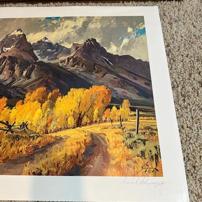 "THE JOY IS IN THE JOURNEY" OIL PAINTING BY MARY HART AND A PRINT SIGNED BY SCHWIERING