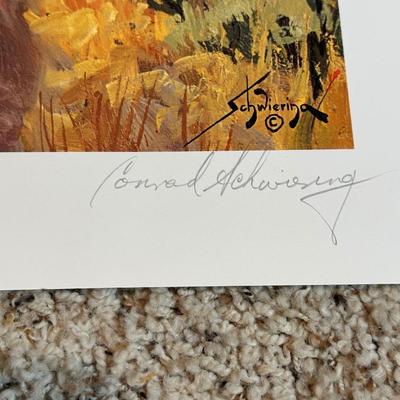 "THE JOY IS IN THE JOURNEY" OIL PAINTING BY MARY HART AND A PRINT SIGNED BY SCHWIERING