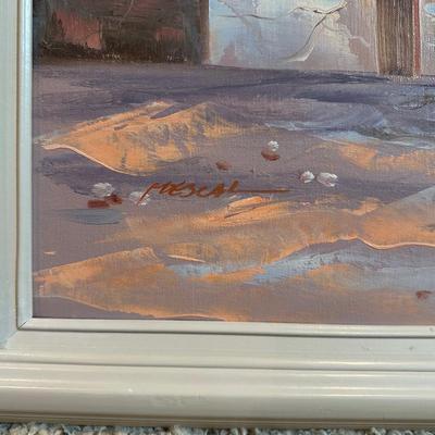 SIGNED SOUTH WEST THEMED OIL PAINTING, NATURAL WEAVING BY JEANIE LINDEMANN AND A PICTURE BY EYERTY