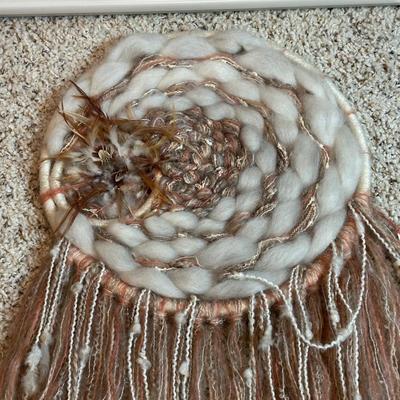 SIGNED SOUTH WEST THEMED OIL PAINTING, NATURAL WEAVING BY JEANIE LINDEMANN AND A PICTURE BY EYERTY