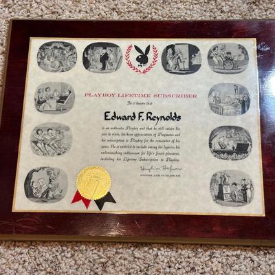 PLAYBOY LIFETIME SUBSCRIBER AWARD, PLAYBOY ICE BUCKET AND 3 MAGAZINES