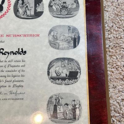 PLAYBOY LIFETIME SUBSCRIBER AWARD, PLAYBOY ICE BUCKET AND 3 MAGAZINES