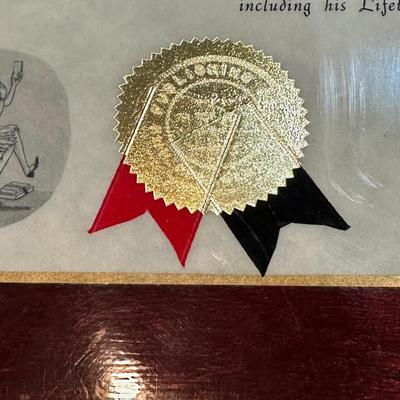 PLAYBOY LIFETIME SUBSCRIBER AWARD, PLAYBOY ICE BUCKET AND 3 MAGAZINES