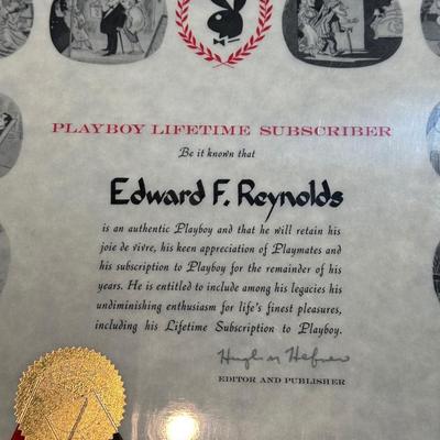 PLAYBOY LIFETIME SUBSCRIBER AWARD, PLAYBOY ICE BUCKET AND 3 MAGAZINES
