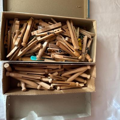 2 boxes of vintage clothes pins