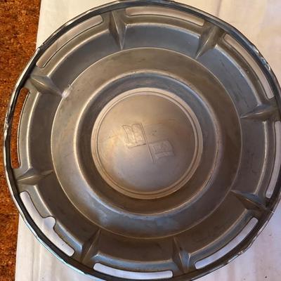 Vintage (2) Chevrolet 14''Inch Checker Flag Rally Hubcaps